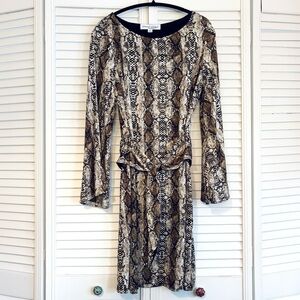 Emma & Michelle Snakeskin Print Front Tie Dress Size XL